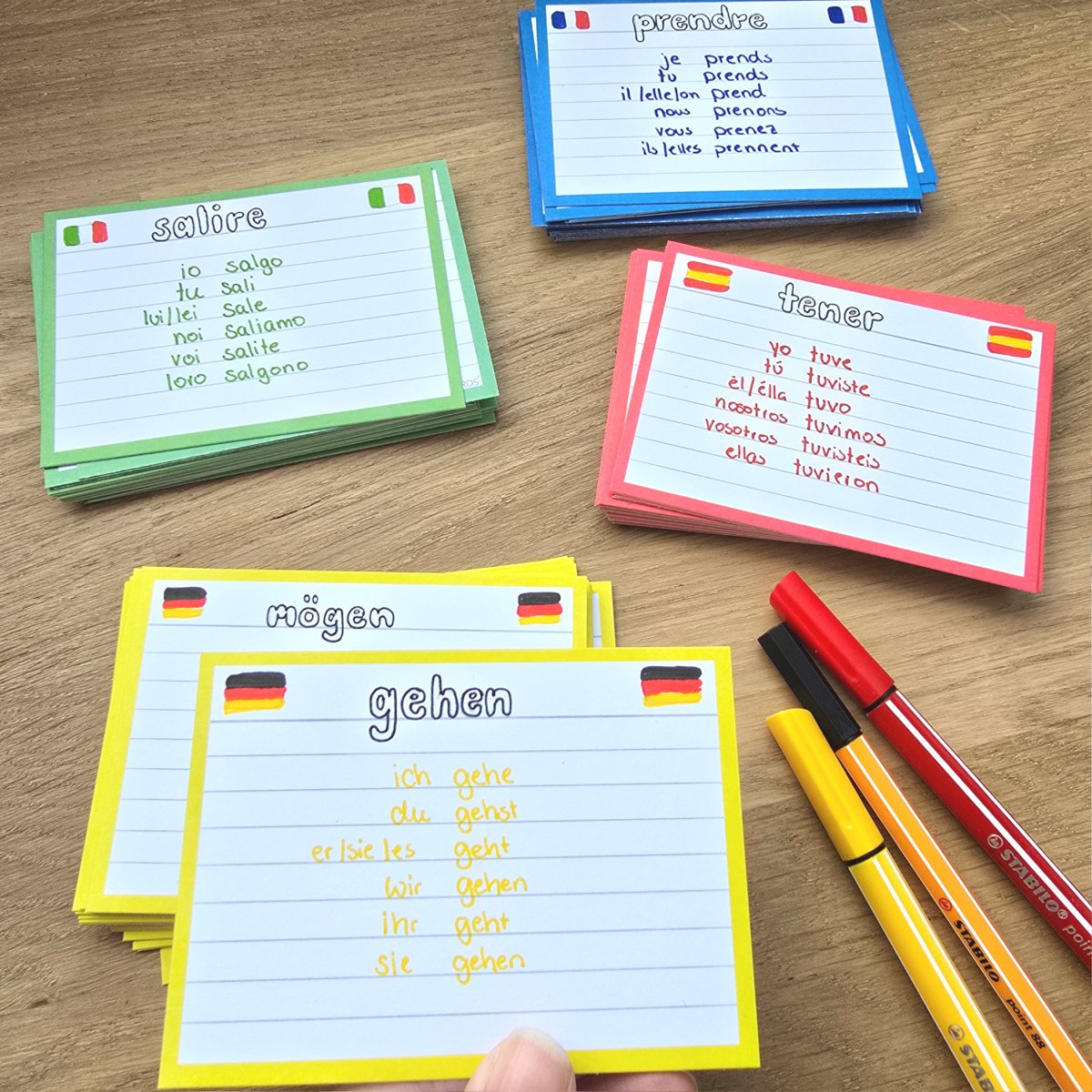 Leitner Flashcards Karteikarten A7 Gelb Liniert