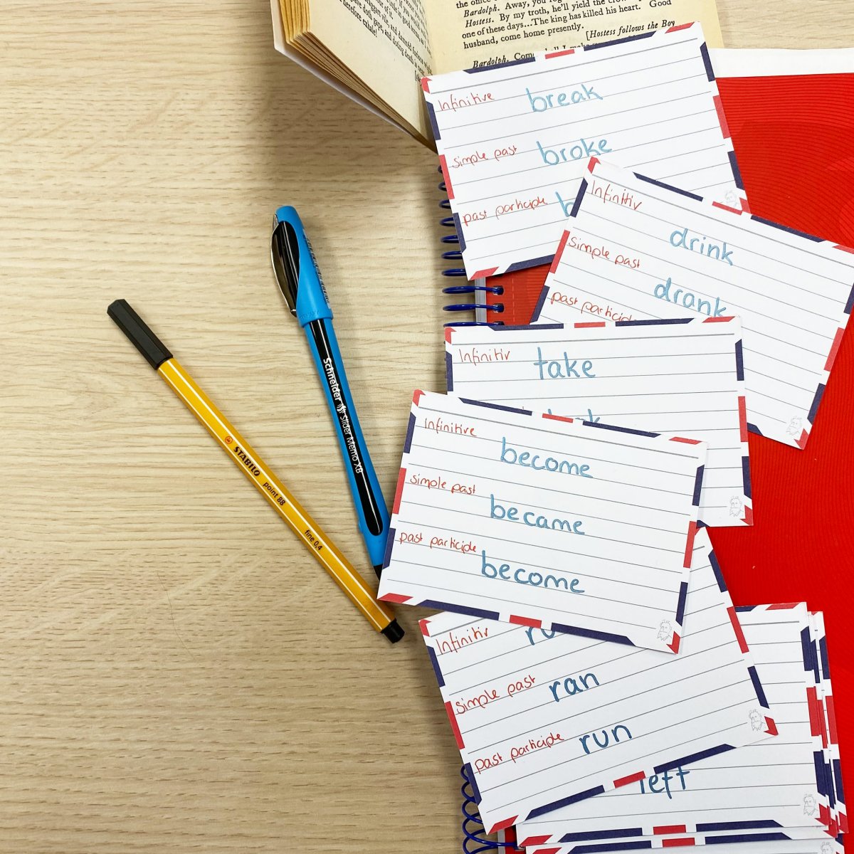 Leitner Flashcards Karteikarten A7 Englisch liniert
