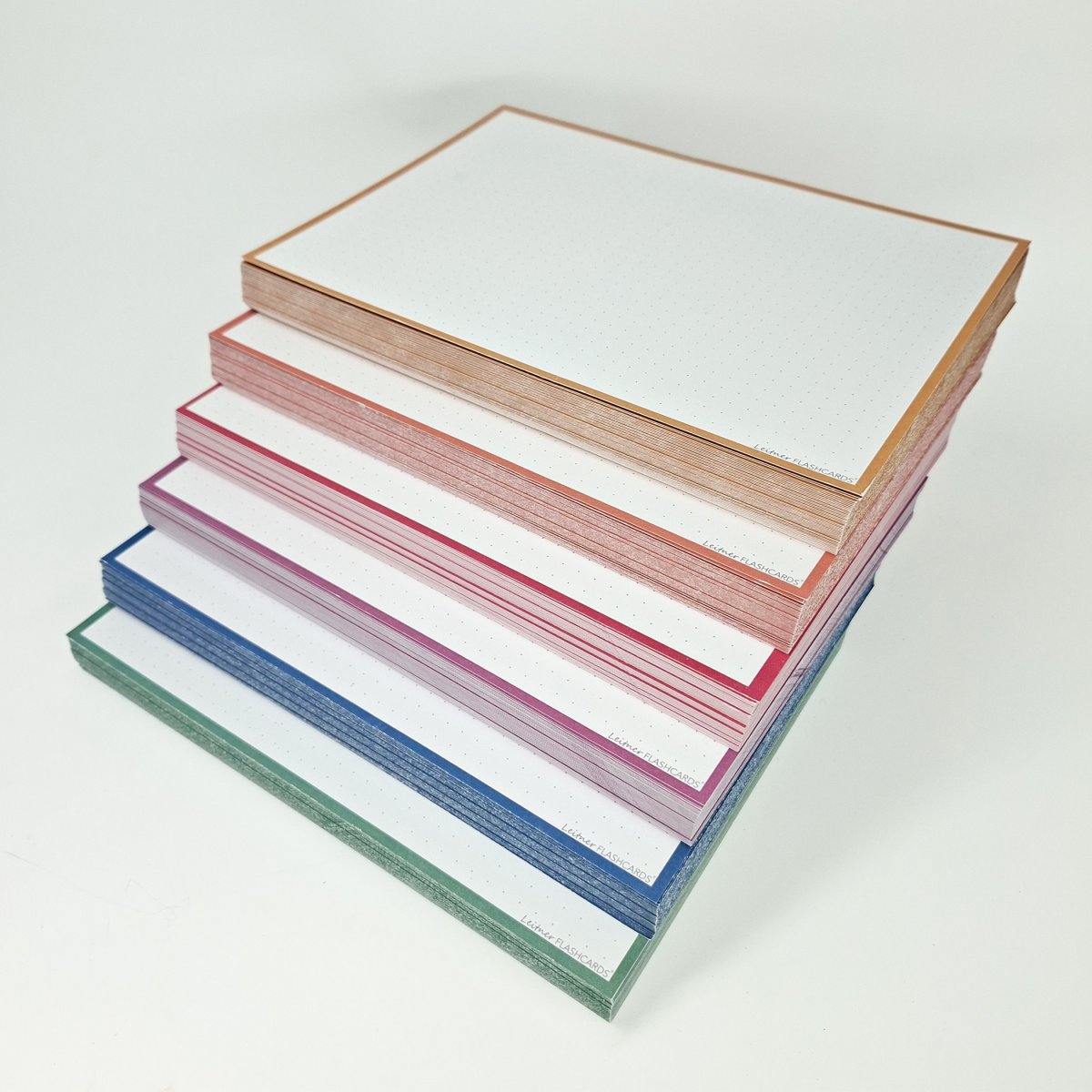 300 Leitner Flashcards Karteikarten Set mit 6 Päckchen A5 Retro-Farben
