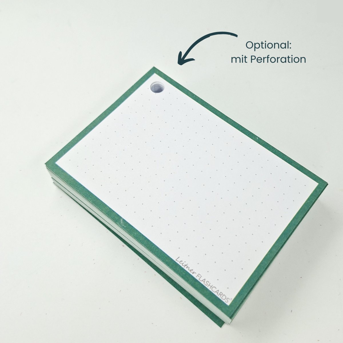 Leitner Flashcards Karteikarten A7 Efeugrün Dotted
