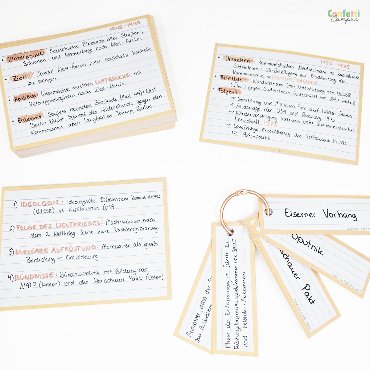300 Leitner Flashcards Karteikarten Set mit 6 Päckchen A6 Pastell – Bild 6