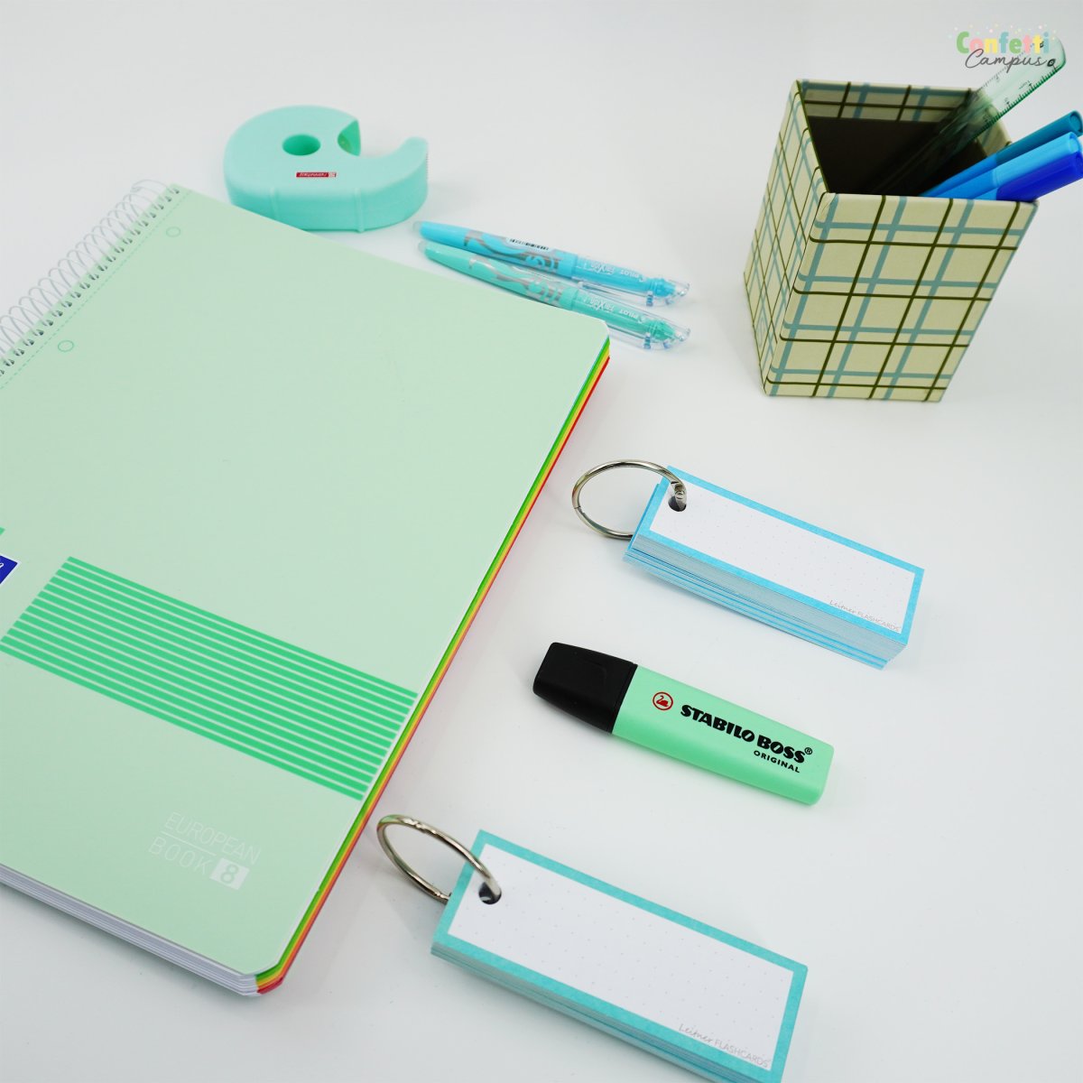 Leitner Flashcards Karteikarten Vokabeln Pastell Mint Dotted